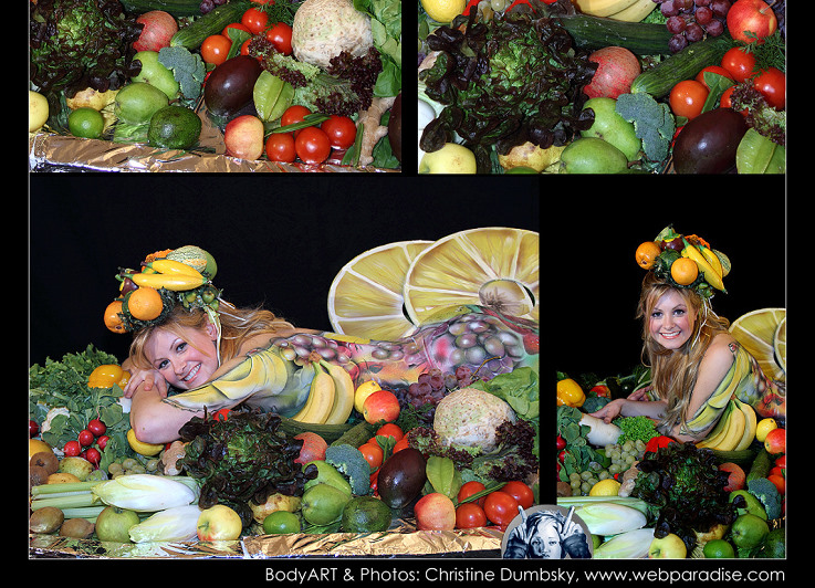 gastrofach wuerzburg, fruchete, früchte, frucht, obst, gemüse, gemuese, vegetables, fruits, bodypainting, bodypaint, bodyart, bodypaints und photos by Christine Dumbsky