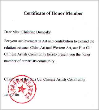 Honor Member Certificate 